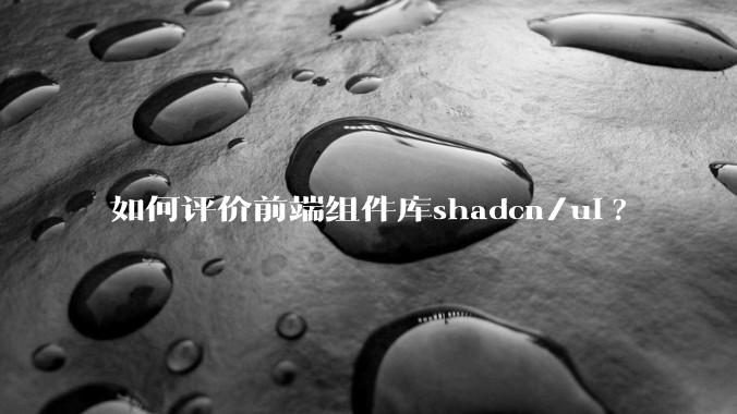 如何评价前端组件库shadcn/ui?